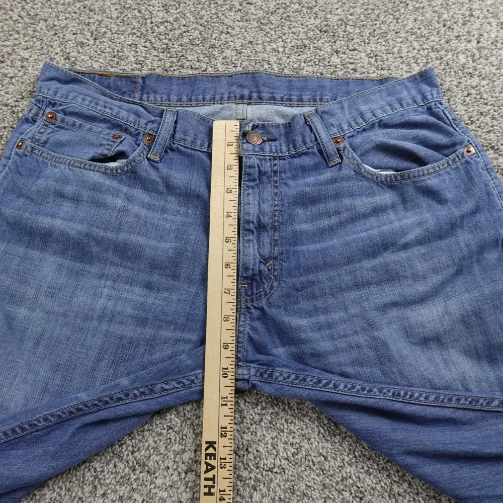 Levis Jeans Mens 36X32 Dark Blue Denim Pants‎ 514 Slim Straight Faded Whiskered